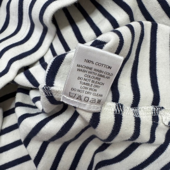 ABLE Striped Maria Boxy Tee Shirt Navy White Cotton Crew Neck Short Sleeve Small - Picture 5 of 5